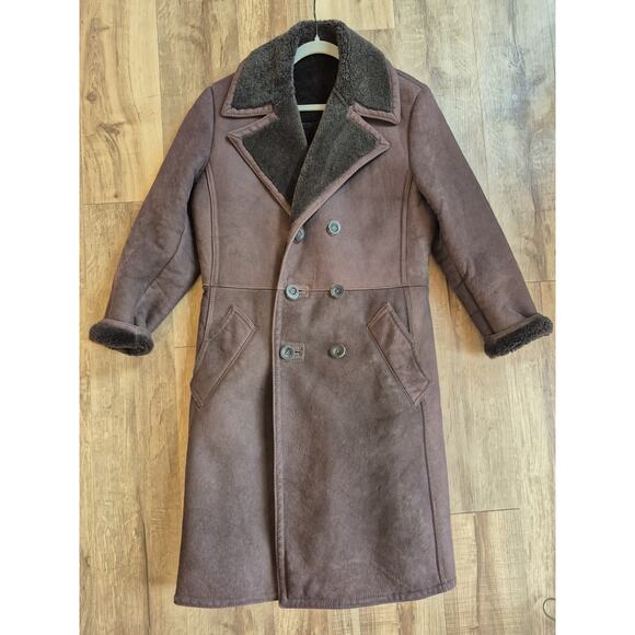 Abercrombie Fitch Vtg 50s Mens Sz 40 Long Shearling Sheepskin Coat EXCELLENT EUC - Picture 1 of 16